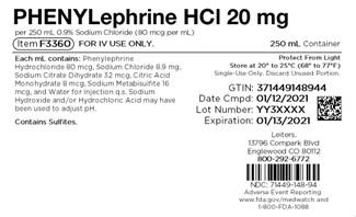 Image 6 - Labeling, phenylephrine hcl 20mg