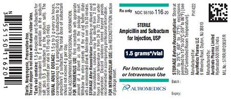 lin and Sulbactam for Injection USP, NDC 55150-116-20