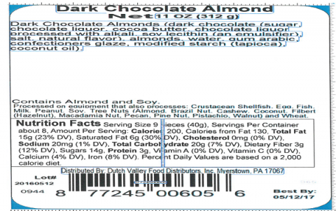 Label, Dark Chocolate Almonds