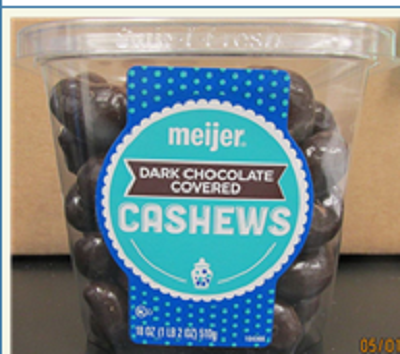 Photo Front Label:  meijer DARK CHOCOLATE COVERED CASHEWS
