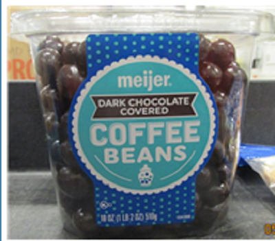 Photo Front Label:  meijer DARK CHOCOLATE COVERED COFFEE BEANS