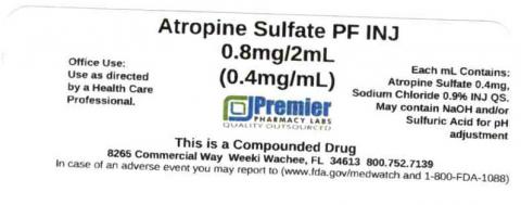 Atropine Sulfate PF INJ, 0.8mg/mL (0.4mg/mL), Premier Pharmacy Labs