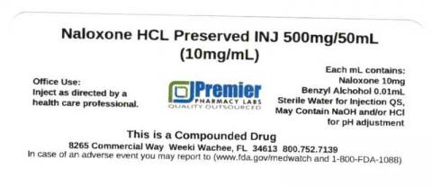 Image 2 - Naloxone HCL, Preserved INJ, 500mg/50mL, Premier Pharmacy Labs