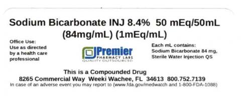 Image 2 - Sodium Bicarbonate INJ, 8.4% 50 mEq/50mL (84mg/mL) (1 mEq/mL), Premier Pharmacy Labs