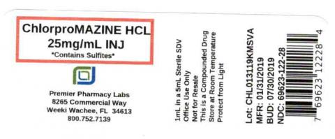 ChlorproMAZINE HCL 25mg/mL INJ, Contains Sulfites,  Premier Pharmacy Labs