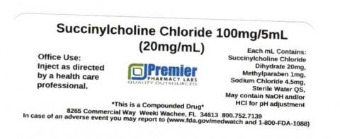 Succinylcholine Chloride, 100mg/5mL (20mg/mL), Premier Pharmacy Labs