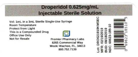 Droperidol 0.625mg/mL Injectable Sterile Solution, Premier Pharmacy Labs