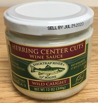 Product image Ducktrap River of Maine, Herring Center Cuts in Wine Sauce NET WT 12 OZ (340g)