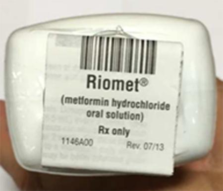 Product image 16 oz. bottle bottom insert/label Riomet Rx only
