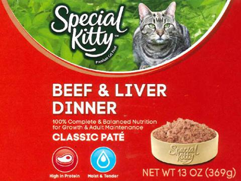 Label, Special Kitty Beef and Liver Dinner