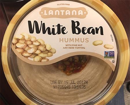 Lantana White Bean Hummus with Pine Nut & Herb Topping – white or beige striped lid edge