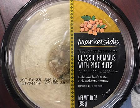 Marketside Classic Hummus with Pine Nuts – solid black lid edge