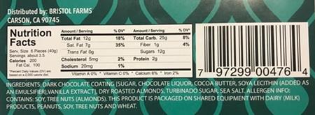 Back of Package: Nutrition Facts and Ingredients List
