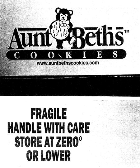 Aunt Beth’s Cookies, label example
