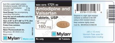 Label, Amlodipine and Valsartan Tablets, 5mg/160mg