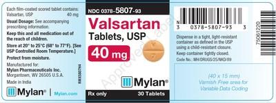 Alternate Label, Valsartan Tablets, 40mg