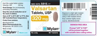 Alternate Label, Valsartan Tablets, 320mg