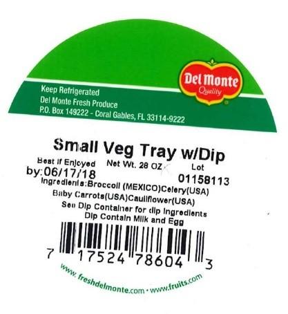 Label, Del Monte Vegetable Tray with Dip, 28 oz.