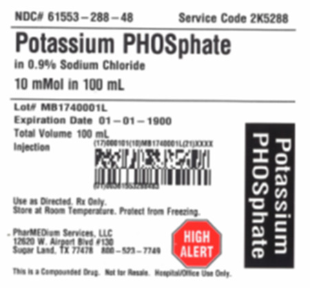 PharMEDium Label - Potassium PHOSphate in 0.9% Sodium Chloride 10 mMol in 100 mL Bag