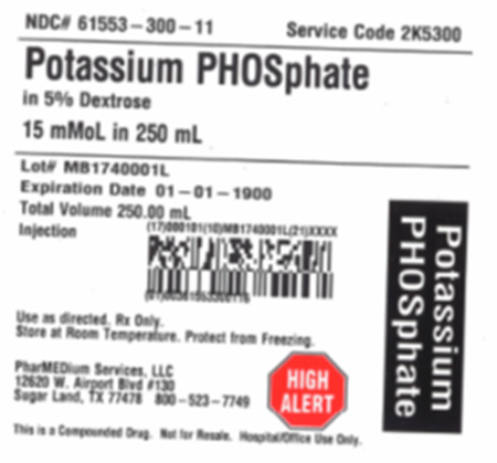 PharMEDium Label - Potassium PHOSphate in 5% Dextrose 15 mMol in 250 mL Bag