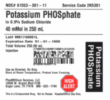 PharMEDium Label - Potassium PHOSphate in 0.9% Sodium Chloride 40 mMol in 250 mL Bag