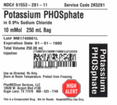Label - Potassium PHOSphate in 0.9% Sodium Chloride 10 mMol 250 mL Bag