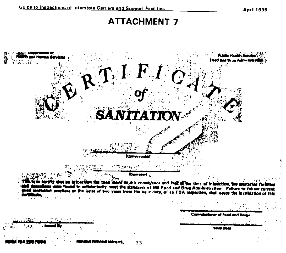 FDA-2372 - Certificate of Sanitation
