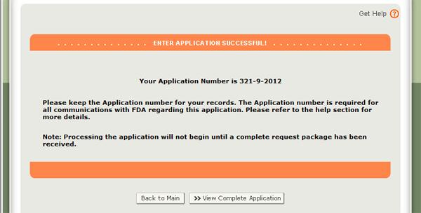 Submission Page displaying your Application Number