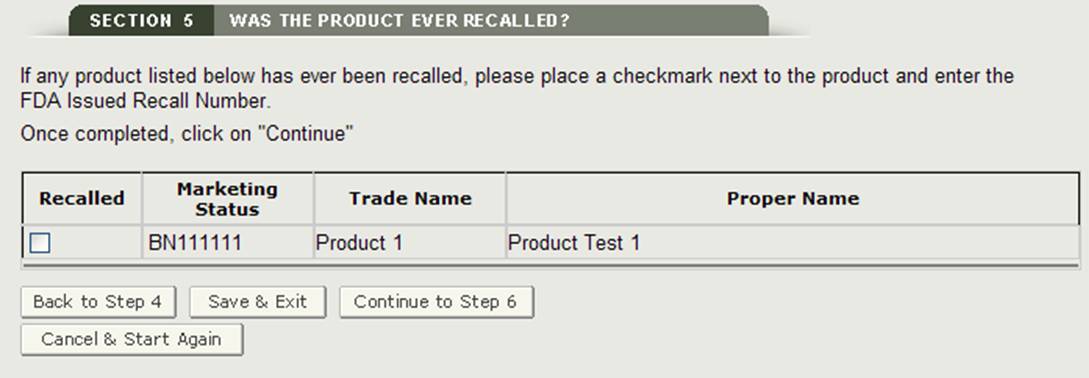 Section 5: Add Recalled Product