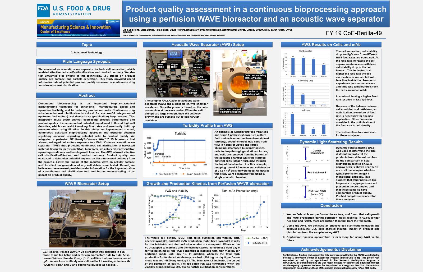 Product Quality Assessment in a Continuous Bioprocessing Approach Using a Perfusion WAVE Bioreactor and an Acoustic Wave Separator