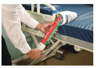 Bed rail entrapment tool features easy-to-read red and green zones on the cylinder to measure side rails, lines on the cone to measure mattress compression, and pass-fail indicators to measure bed entrapment zones and prevent accidental head and neck entrapment. Bed entrapment zone measuring tool also has a safety strap to prevent the device from falling to the floor. 