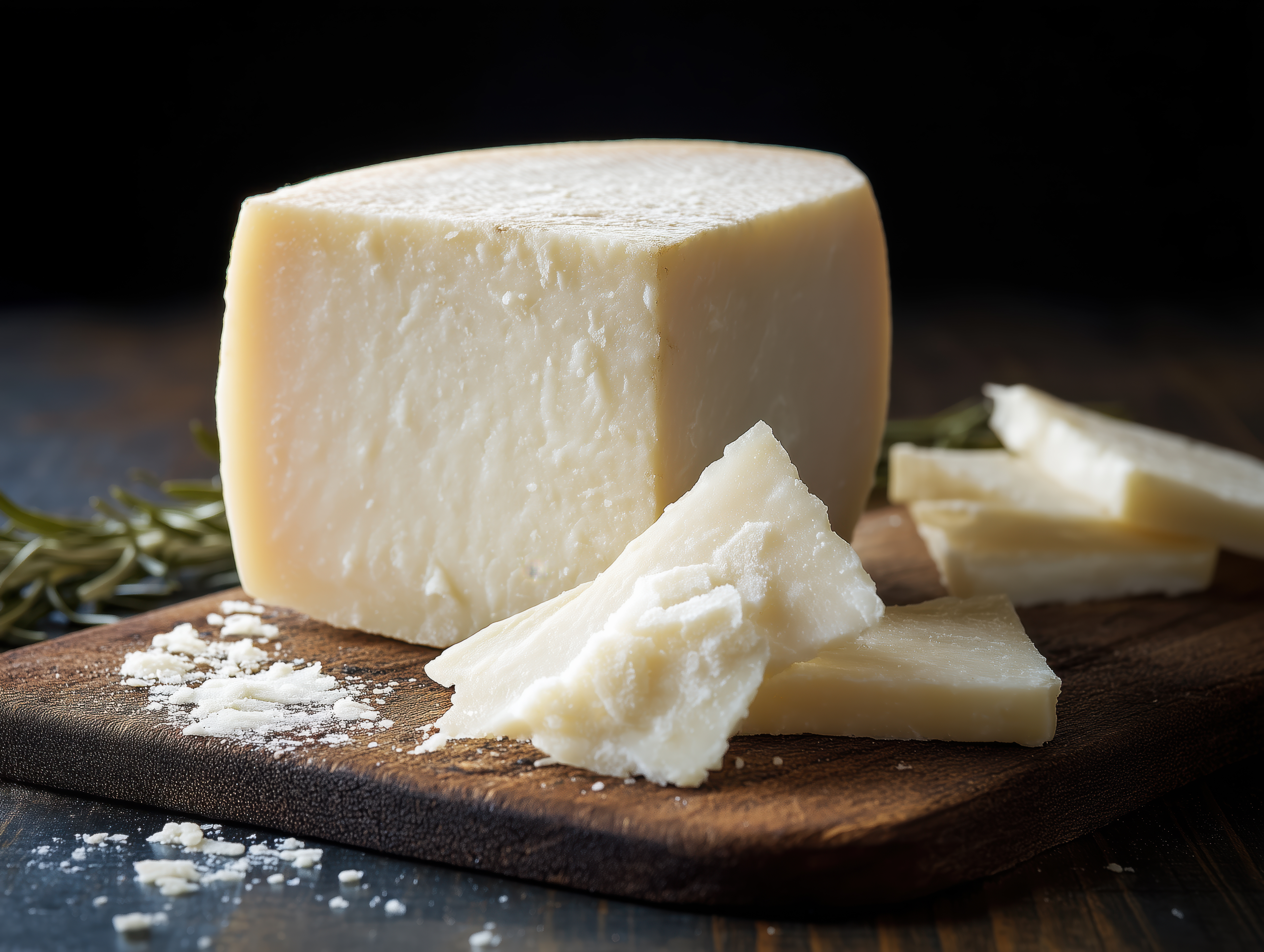 Image of cut cheese round. 