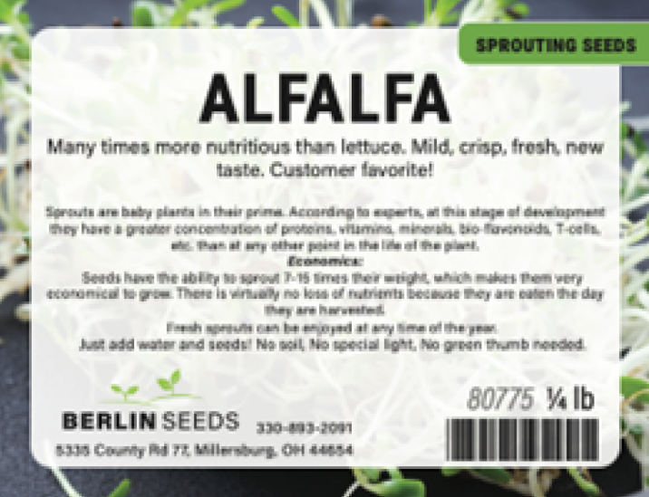 Berlin Seeds Alfalfa seed label Image 2