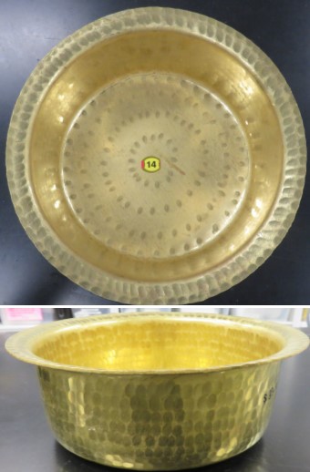 Image of Brass pot from different angles. 