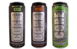 Caffeinated Alcoholic Beverage Core High Gravity Green, Core High Gravity Orange, and Core Lemon Lime Spiked