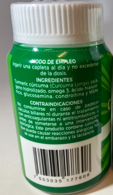 Curcuflex Back of bottle