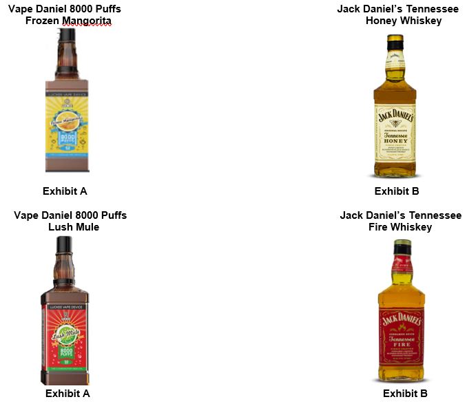 Disposable Vapez Jack Daniel bottles compared