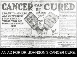 Photo of vintage ad for Dr. Johnson's Cancer Cure