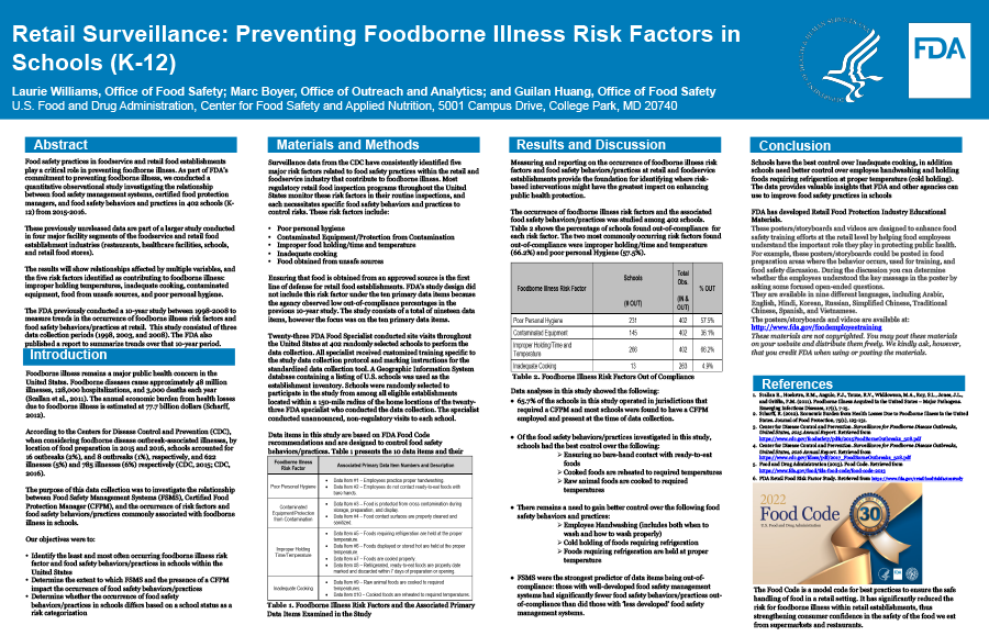 Preventing Foodborne Illness Risk Factors in Schools