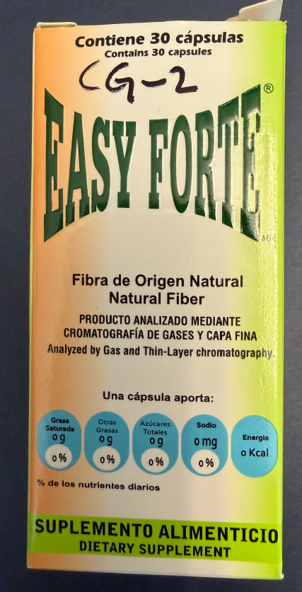 Image of Easy Forte Natural Fiber dietary supplement front label.