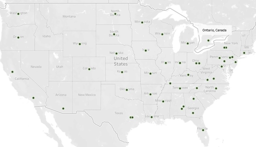 Click for a larger and more detailed map of Vet- LIRN laboratories