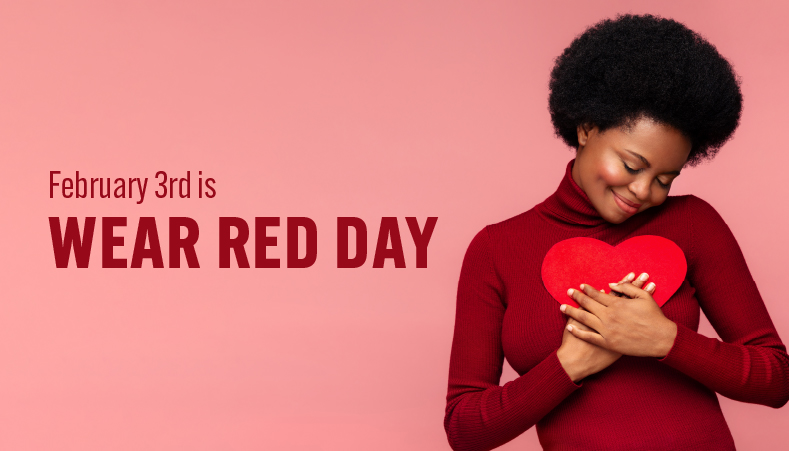 African American woman clutching heart for wear red day