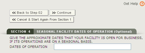 SEPRM Section 4 - Facility Seasonal Dates Of Operation