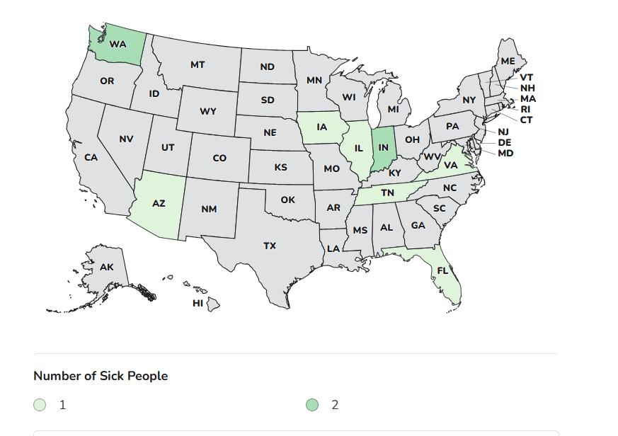 Case Count Map Provided by CDC