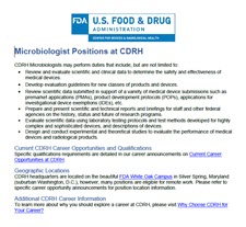 CDRH Microbiologist Position Description Thumbnail