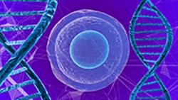 Una célula con hebras de ADN a su alrededor.