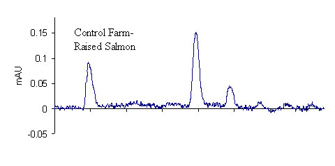 Comparison of LC-UV chromatograms farm-raised salmon control