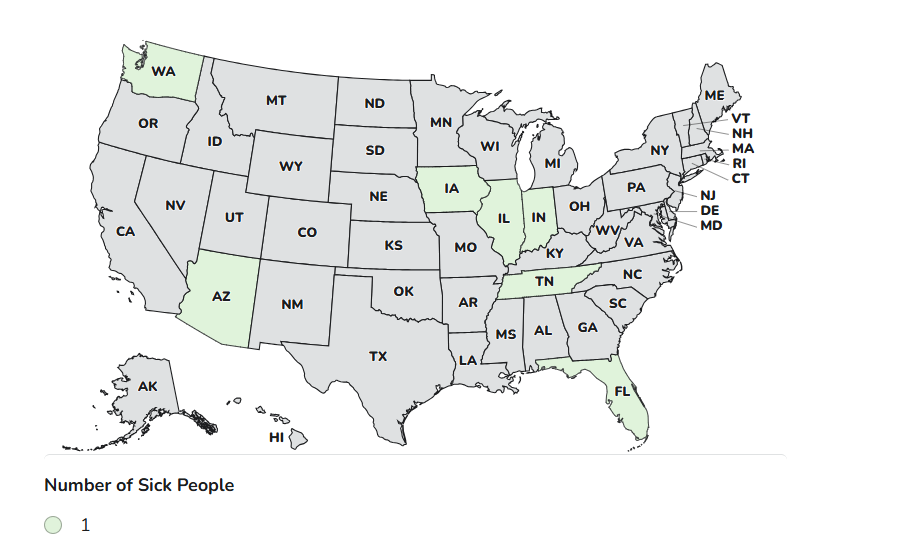 Case Count Map Provided by CDC