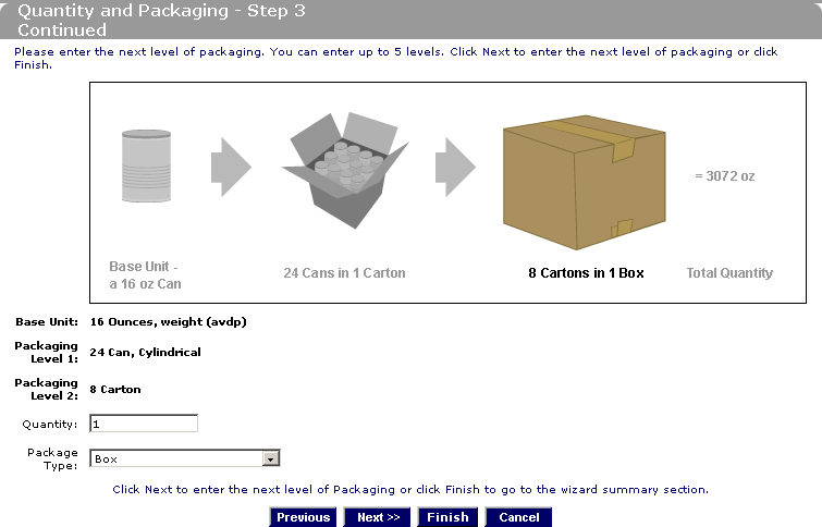 Prior Notice for Food Articles Step-by-Step Instructions for PNSI: Using the Packaging Wizard Step 3b