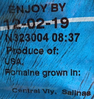 Romaine packaging with harvest region 